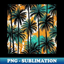 relaxing colourful palm trees silhouette all over print - elegant sublimation png download - instantly transform your sublimation projects