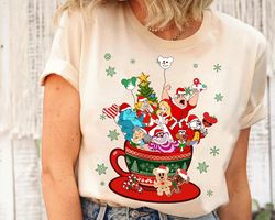 Disney Alice in Wonderland Christmas Coffee Cup Balloon Shirt, Disneyland Christmas Holiday Vacation Trip, Cheshire Cat,