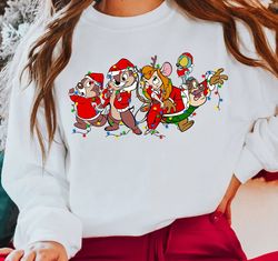 Disney Chip And Dale Christmas Lights Shirt, Cute Christmas Couples Shirt, Rescue Ranger Shirt, Christmas Squad, Christm