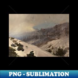 abstract snowy mountains oil on canvas - special edition sublimation png file - stunning sublimation graphics
