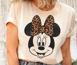 Disney Mickey And Friends Minnie Mouse Leopard Bow Portrait Shirt, Disneyland Family Trip Vacation Gift Unisex Adult Tsh