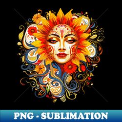 Native American Art Style Female Sun Face - Retro PNG Sublimation Digital Download - Defying the Norms