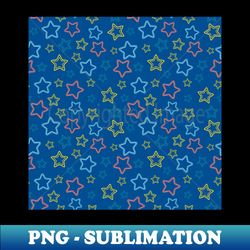 Multicolor stars silhouettes with dotted border - Signature Sublimation PNG File - Perfect for Personalization