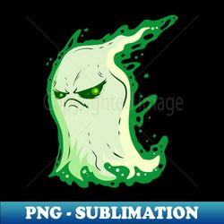 Grumpy Green Spirit Ghost On Halloween - PNG Transparent Digital Download File for Sublimation - Perfect for Personalization