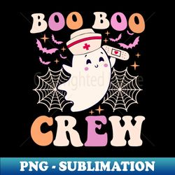 Groovy Boo Boo Crew Nurse Funny Ghost Women Halloween Nurse - Aesthetic Sublimation Digital File - Boost Your Success with this Inspirational PNG Download