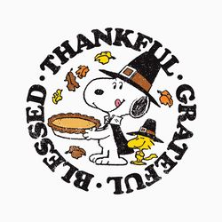 Snoopy Peanuts Thankful Grateful Blessed SVG Cricut File