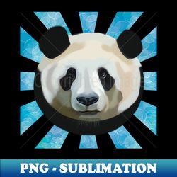striking panda bear on blue bubble patterned rays - png transparent digital download file for sublimation - transform your sublimation creations