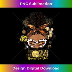 Happy New Year 2024 Messy Bun Black Women African American Tank - Eco-Friendly Sublimation PNG Download - Elevate Your Style with Intricate Details