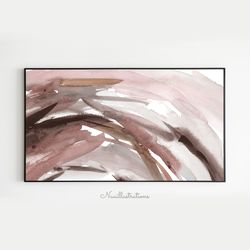 Samsung Frame TV Art Abstract Blush Brown Watercolor Curve Brush Stroke Neutral Color Downloadable Digital Download
