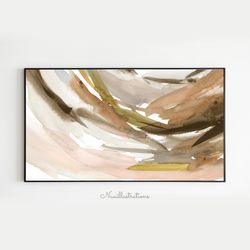 Samsung Frame TV Art Abstract Neutral Brown Watercolor Curve Brush Stroke Painting Downloadable Digital Download File