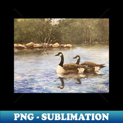 duck pond oil on canvas - special edition sublimation png file - transform your sublimation creations