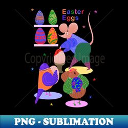 Cute mouse decorating easter eggs for cute birds version 3 - High-Resolution PNG Sublimation File - Create with Confidence