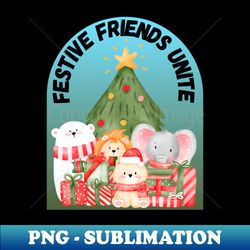 Festive Friends Unite Christmas - Creative Sublimation PNG Download - Revolutionize Your Designs