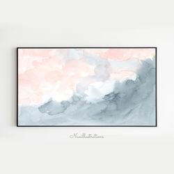 Samsung Frame TV Art Abstract Pink Gray Watercolor Brush Stroke Painting Downloadable Digital Download Wall Art