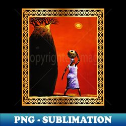 african woman artwork african tree sunset - png transparent sublimation file - perfect for sublimation mastery