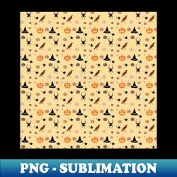 Spellbinding Halloween Harmony Seamless Pattern with Witch Hats Crows and More - Trendy Sublimation Digital Download - Unlock Vibrant Sublimation Designs