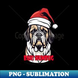 Grumpy Old Dog in Santa Hat Bah Humbug Tee - Creative Sublimation PNG Download - Capture Imagination with Every Detail