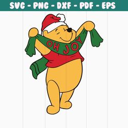 Winnie The Pooh Christmas Oh Joy SVG Cutting Digital File
