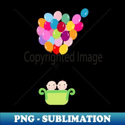 twin baby with colorful balloon baby shower - instant png sublimation download - capture imagination with every detail