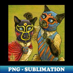Luchadores Siamese - PNG Transparent Sublimation Design - Instantly Transform Your Sublimation Projects