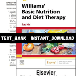 Test Bank for Williams Basic Nutrition And Diet Therapy 16th Edition by Nix PDF | Instant Download | All Chapters Includ