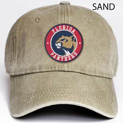 NHL Florida Panthers Embroidered Distressed Hat, NHL Florida Panthers Embroidered Hat, NHL Logo Vintage Hat