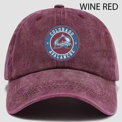 NHL Colorado Avalanche Embroidered Distressed Hat, NHL Colorado Avalanche Logo Embroidered Hat, NHL Logo Vintage Hat