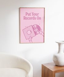 Vinly Record Print, Music Wall Art, Pink Retro Art, Vintage Record Poster, Record Player Print, Trendy Home Decor, Print