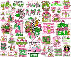 Bundle Pink Grinch Christmas Png, Pink Christmas Mean Guy Png