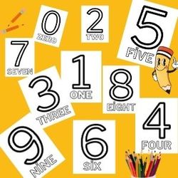Printable Numbers / Coloring Pages Numbers / Numbers As Words / 0-9 Numbers / Numbers For Kids