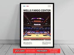 Wells Fargo Center Philadelphia 76ers Poster NBA Art NBA Arena Poster Oil Painting Modern Art Travel