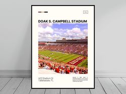 Doak S Campbell Stadium Print  FSU Seminoles Poster  CFB Art  College Stadium Poster   Oil Painting  Modern Art   Art