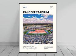 Falcon Stadium Print  Air Force Falcons Poster  NCAA Art  NCAA Stadium Poster   Oil Painting  Modern Art   Travel Print
