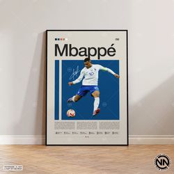 Kylian Mbappe Poster, French Footballer, Soccer Gifts, Sports Poster, Football Player Poster, Soccer Wall Art, Sports Be