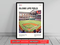 Globe Life Field Print  Texas Rangers Poster  Ballpark Art  MLB Stadium Poster   Oil Painting  Modern Art   Travel Print