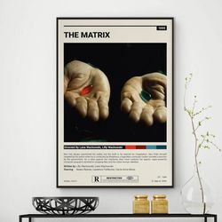 The Matrix Movie Poster, Mid-century Movie Poster, Minimalist 1999 Movie Poster, Vintage Retro Movie Art Print, The Matr