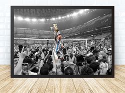 2022 World Cup Champions, Lionel Messi Poster, Argentina Football Poster, Canvas poster Home Deco Living Room No Frame-1