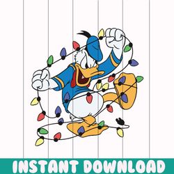 Duck With Christmas Light Funny Donald Duck SVG File