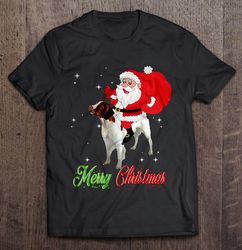 Merry Christmas Santa Claus Riding Brittany TShirt Gift