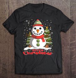 Merry Christmas Snowman Christmas Tree Snowflakes TShirt