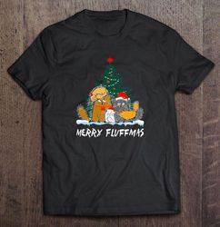 merry fluffmas cat santa hat christmas gift tshirt