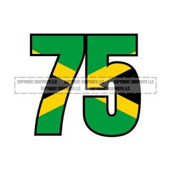 JAMAICA 75 for Birthday Anniversary Flag text word art vector .eps, .dxf, .svg .png. Vinyl Cutter Ready, T-Shirt, CNC clipart graphic 2129