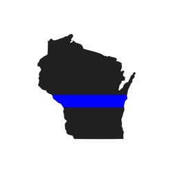 Thin Blue Line Wisconsin State USA Flag State Outline vector .eps, .dxf, .svg .png. Vinyl Cutter Ready, T-Shirt, CNC clipart graphic 0696