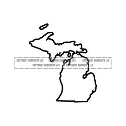 Michigan State Outline INSTANT DOWNLOAD  vector .eps, .dxf, .svg .png. Vinyl Cutter Ready, T-Shirt, CNC clipart graphic 2057