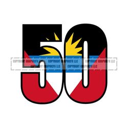 Antigua and Barbuda 50 for Anniversary Flag text word art vector .eps, .dxf, .svg .png. Vinyl Cutter Ready T-Shirt, CNC clipart graphic 2113