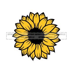 Sunflower Digital Download  vector .eps, .dxf, .svg .png Vinyl Cutter Ready, T-Shirt, CNC clipart graphic 1139
