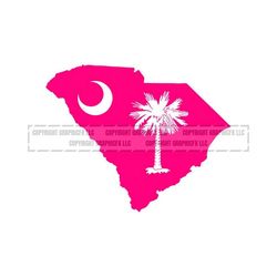 Pink South Carolina State Flag & State vector .eps, .dxf, .svg .png. Vinyl Cutter Ready, T-Shirt, CNC clipart graphic 1053