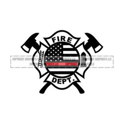 Thin Red Line Fire Dept. logo .eps, .svg, .dxf & 1 .png Vinyl Cutter Ready, T-Shirt, CNC clipart graphic 0389