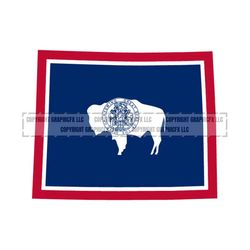 Wyoming Flag State Shape vector .eps, .dxf, .svg .png. Vinyl Cutter Ready, T-Shirt, CNC clipart graphic 1191