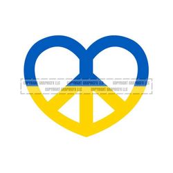 Ukraine Flag Heart Peace Sign vector .eps, .dxf, .svg .png. Vinyl Cutter Ready, T-Shirt, CNC clipart graphic 1098